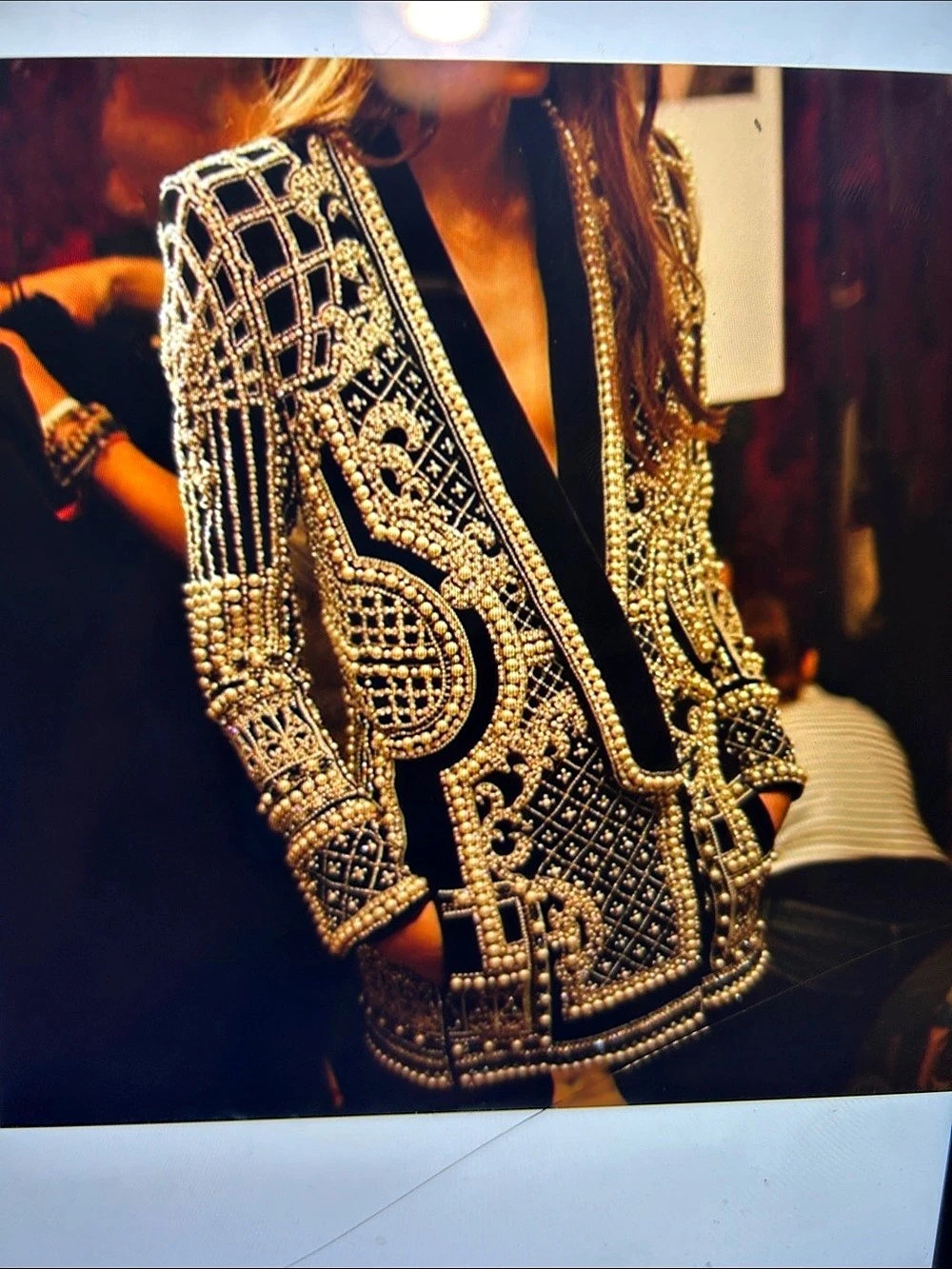 Productseeker Beaded Embellished Blazer in Black & Gold NWT